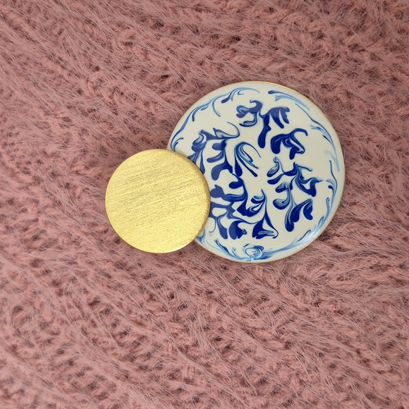 Gold and Blue Patterned Earrings By Analuisa - Picture 4 of 4